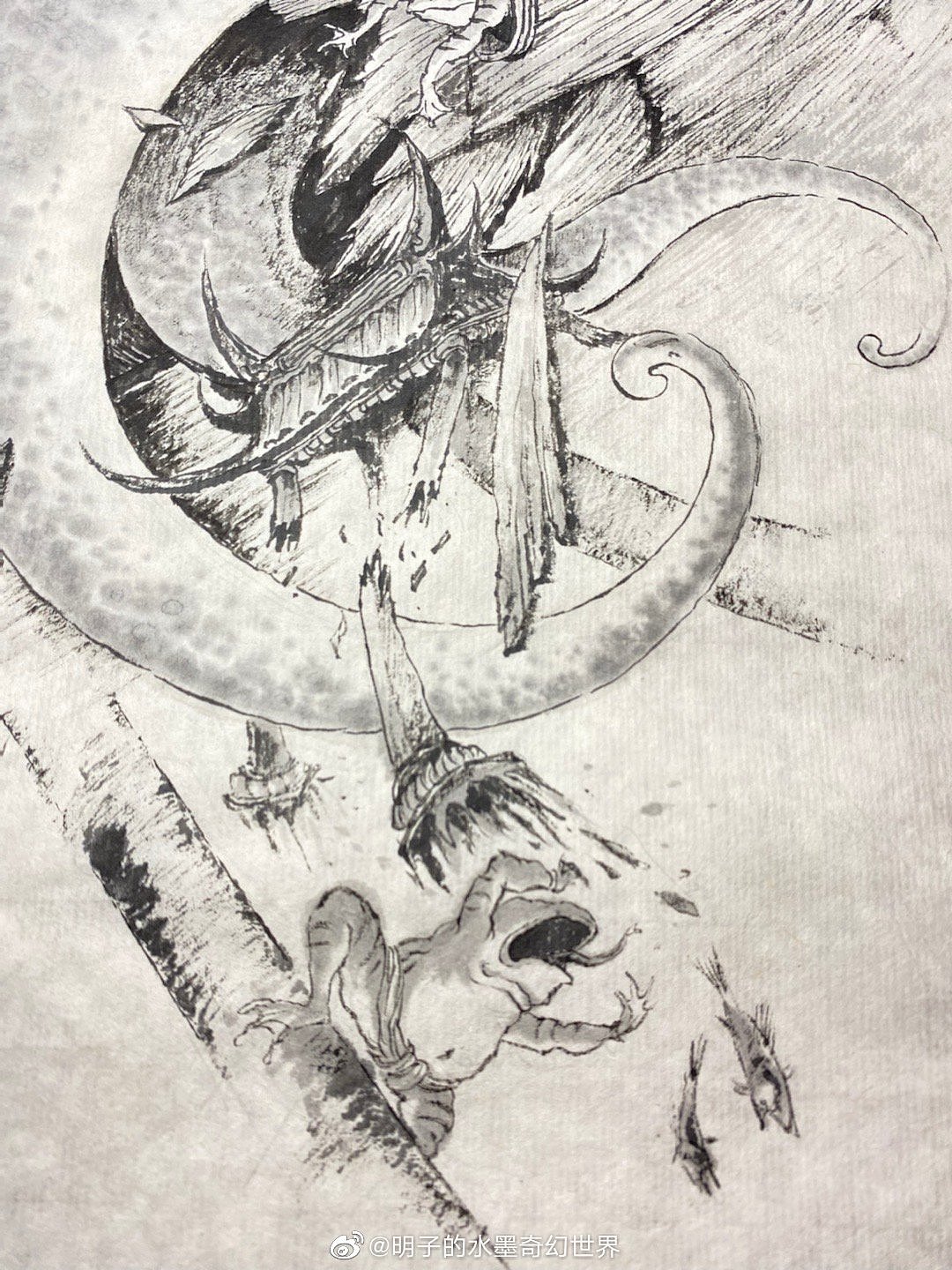 《蛙舟》明子（图ZMzExNzcxNTY0） - 绘画 - 站酷设计师明子水墨奇幻世界原创素材 - 站酷ZCOOL