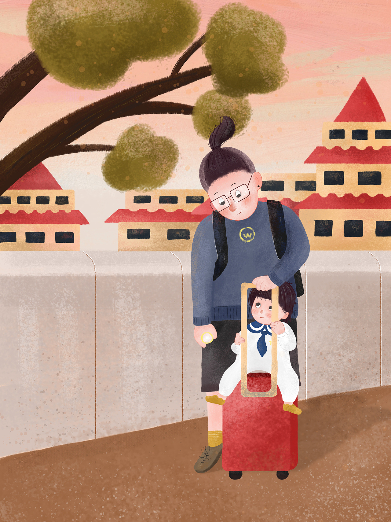 《胖次小肉系列》——和爸爸去旅行（图ZMjM4NjA5MzQ0） - 儿童插画 - 站酷设计师胖次小肉原创素材 - 站酷ZCOOL