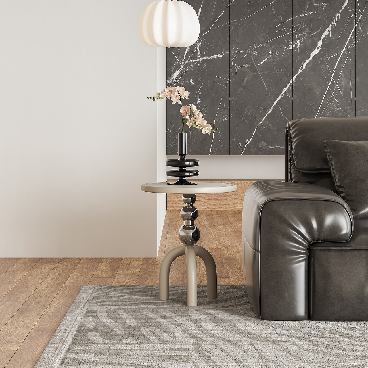 轻奢不锈钢球体边几