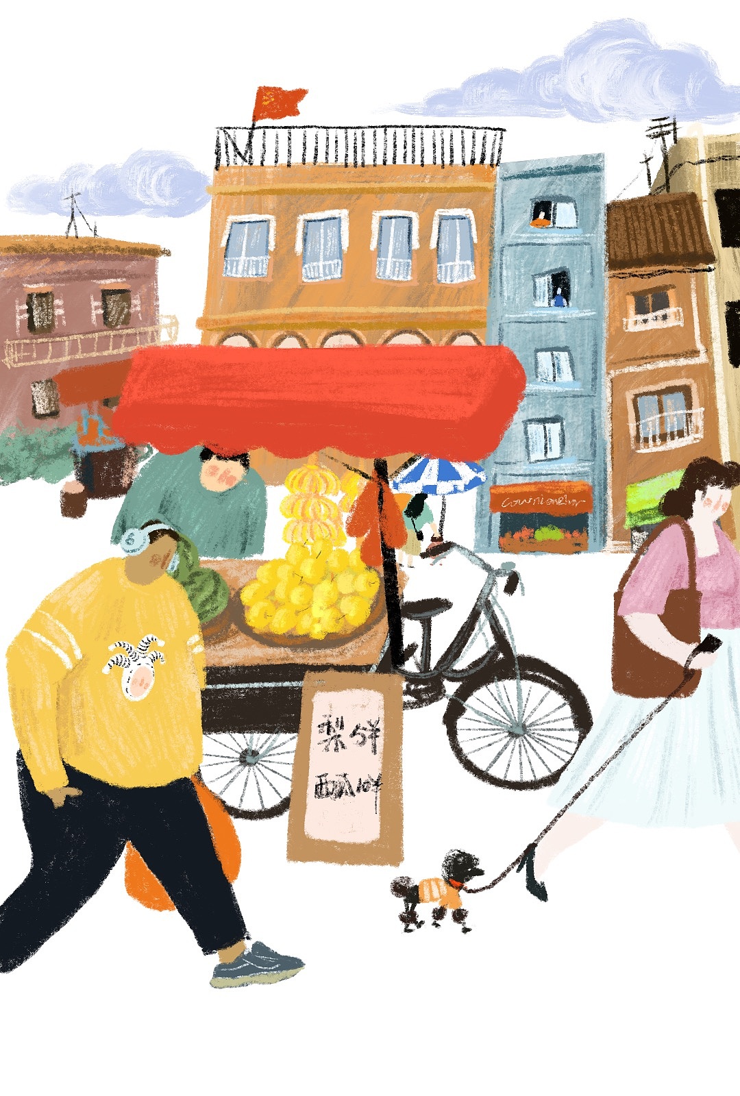 周六的集市（图ZMjExODU2NDAw） - 商业插画 - 站酷设计师GraceZ插画原创素材 - 站酷ZCOOL