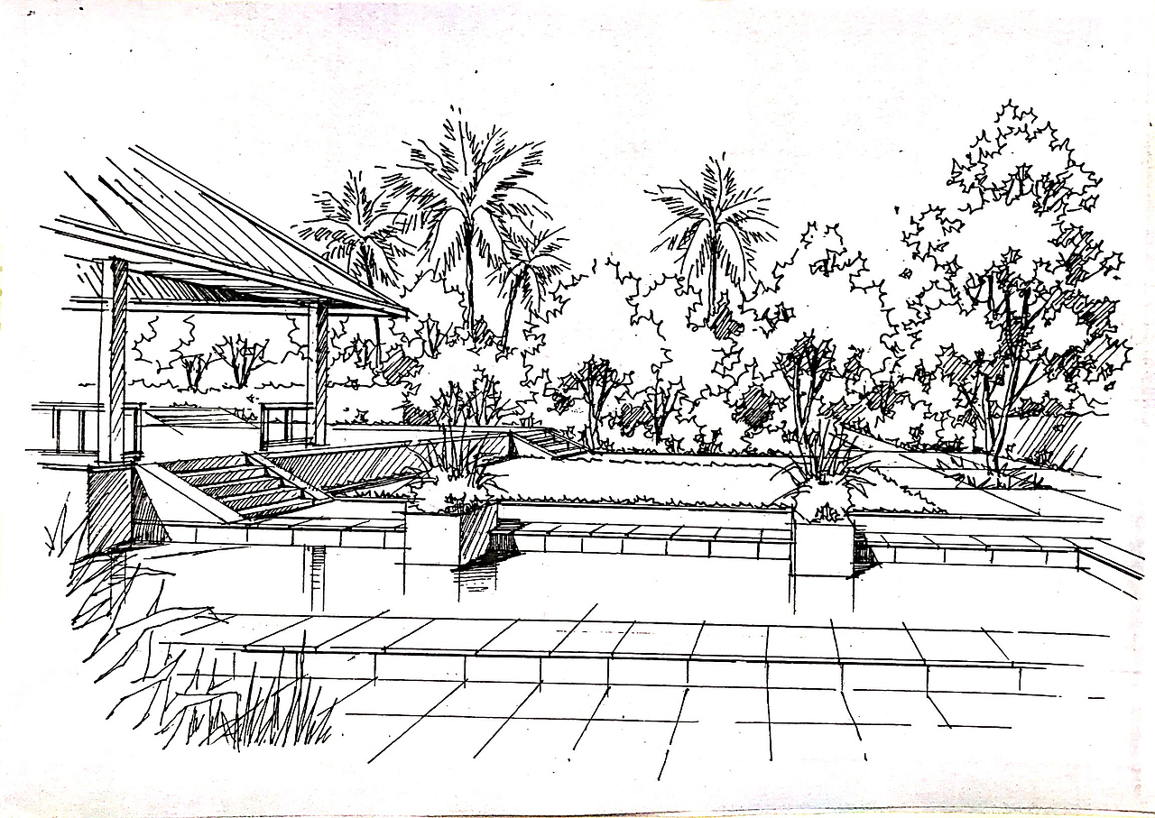 景观手绘线稿➕上色