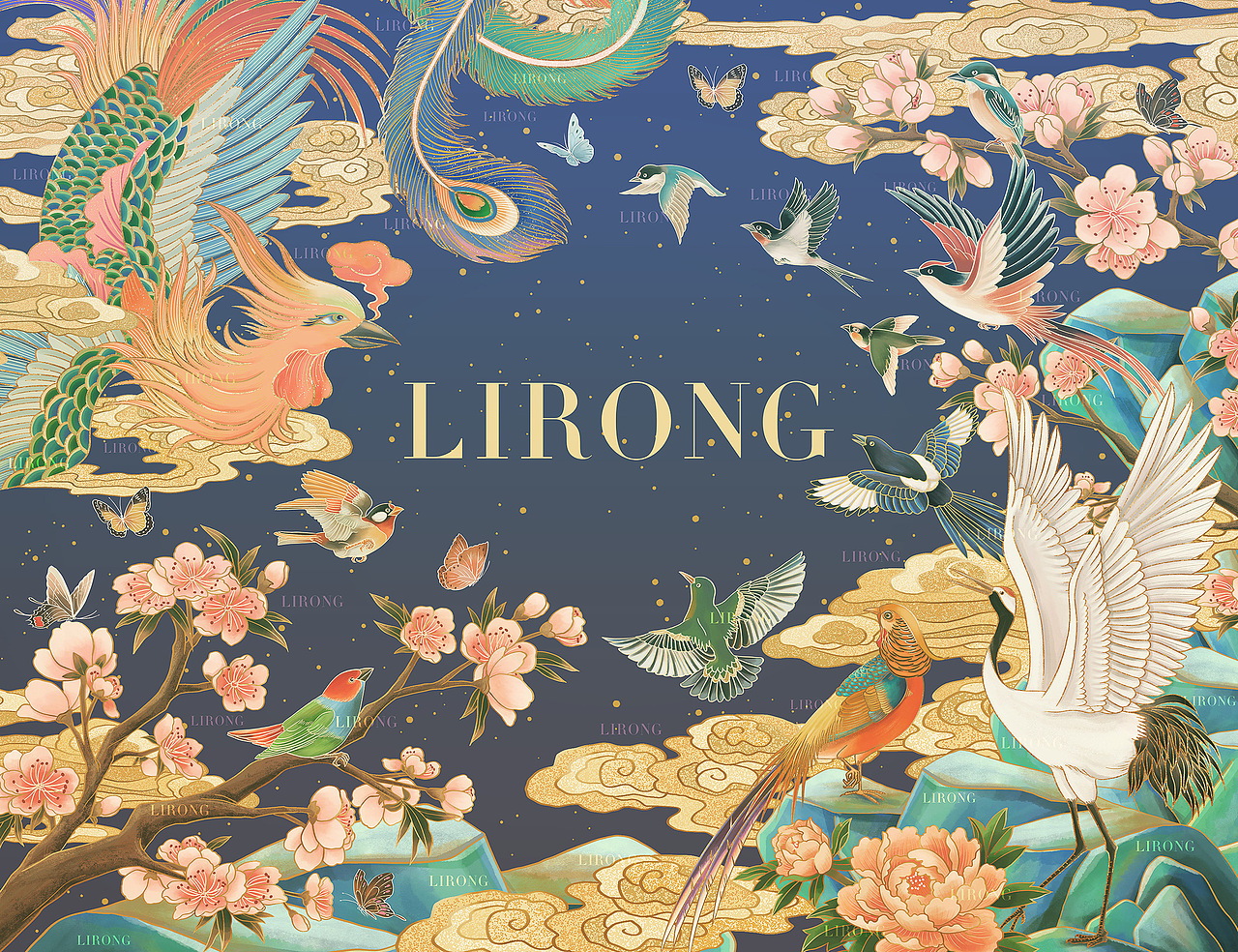 拉面说百花争颜鲍鱼花胶鸡限量礼盒包装插画设计