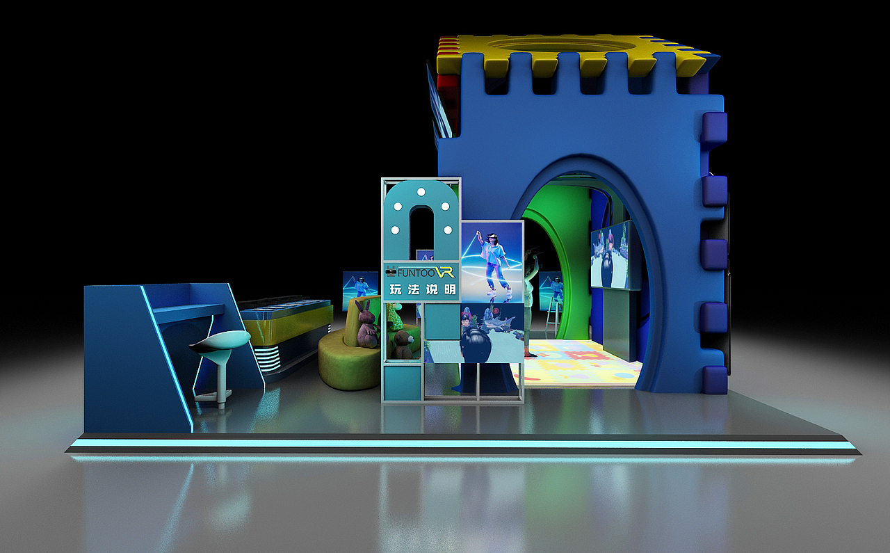 游戏体验区设计3d效果图图,虚拟游戏场景体验