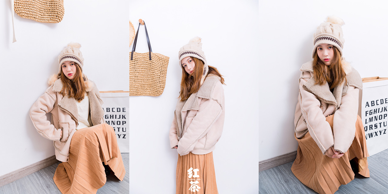 民宿风冬装帽子拍摄