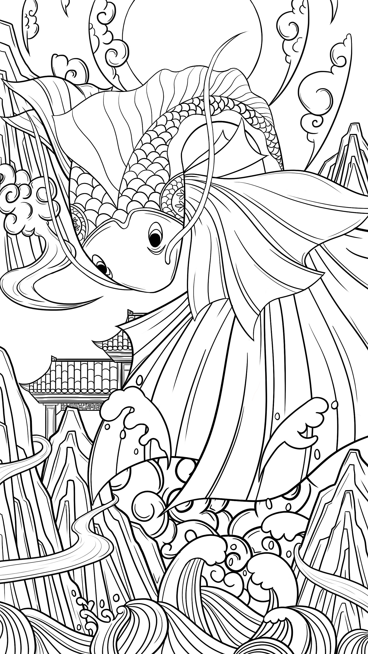 海报插画-鲤鱼跃龙门