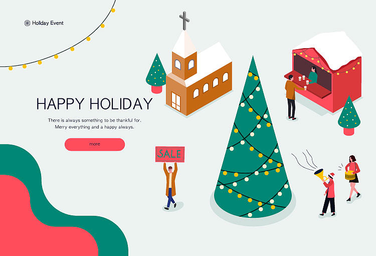 2.5D圣诞节新年插画海报