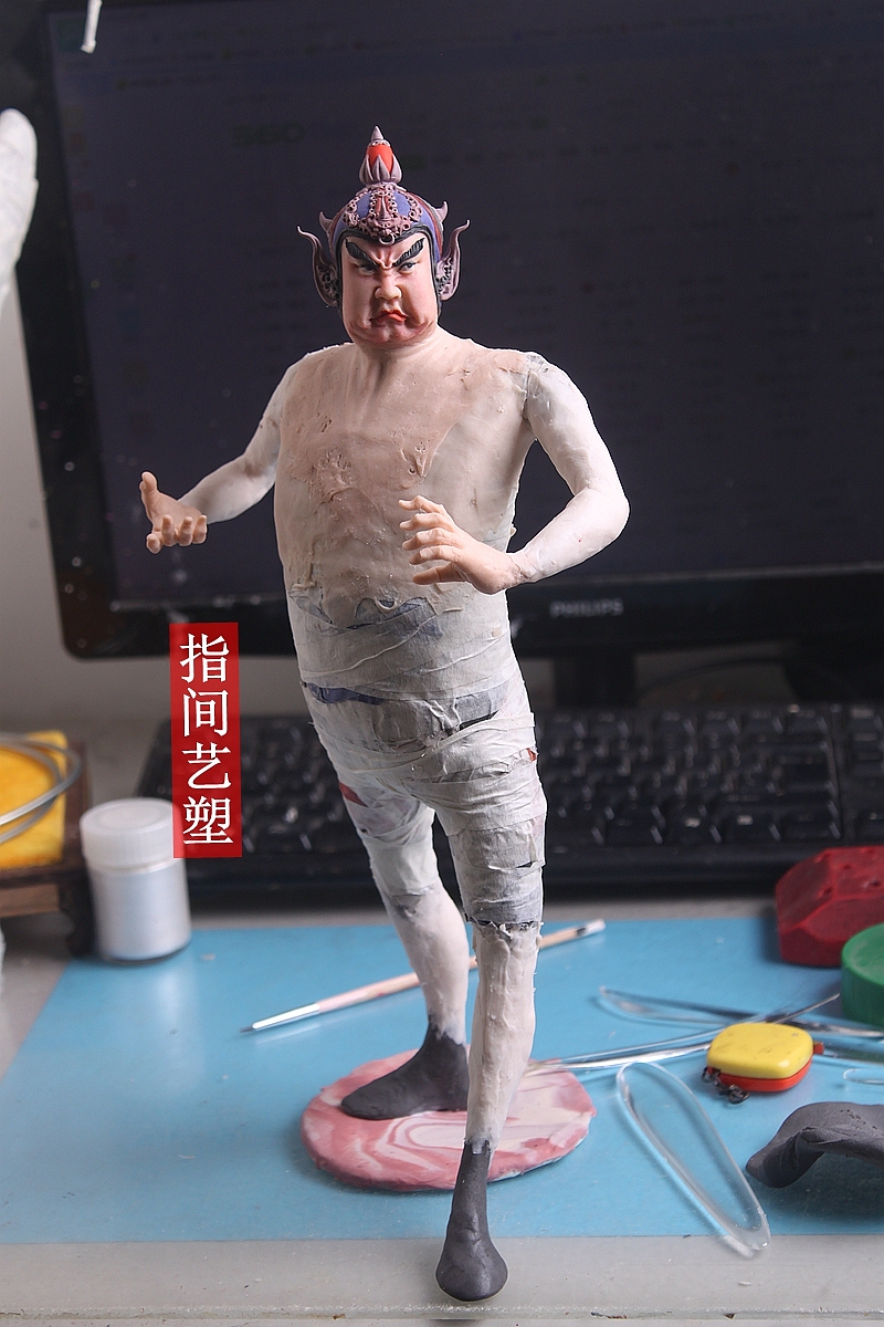 贺加贵面塑软陶(韦陀菩萨 )(图ZNzY4MDM3NjQ=) - 手办/模玩 - 站酷设计师贺加贵3D翻糖原创素材 - 站酷ZCOOL