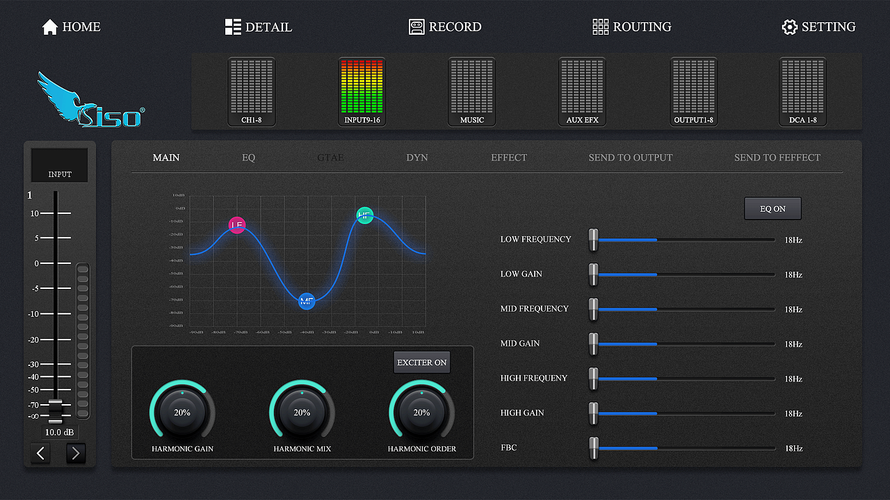 DW100-软件调音台ipad平板电脑UI界面设计