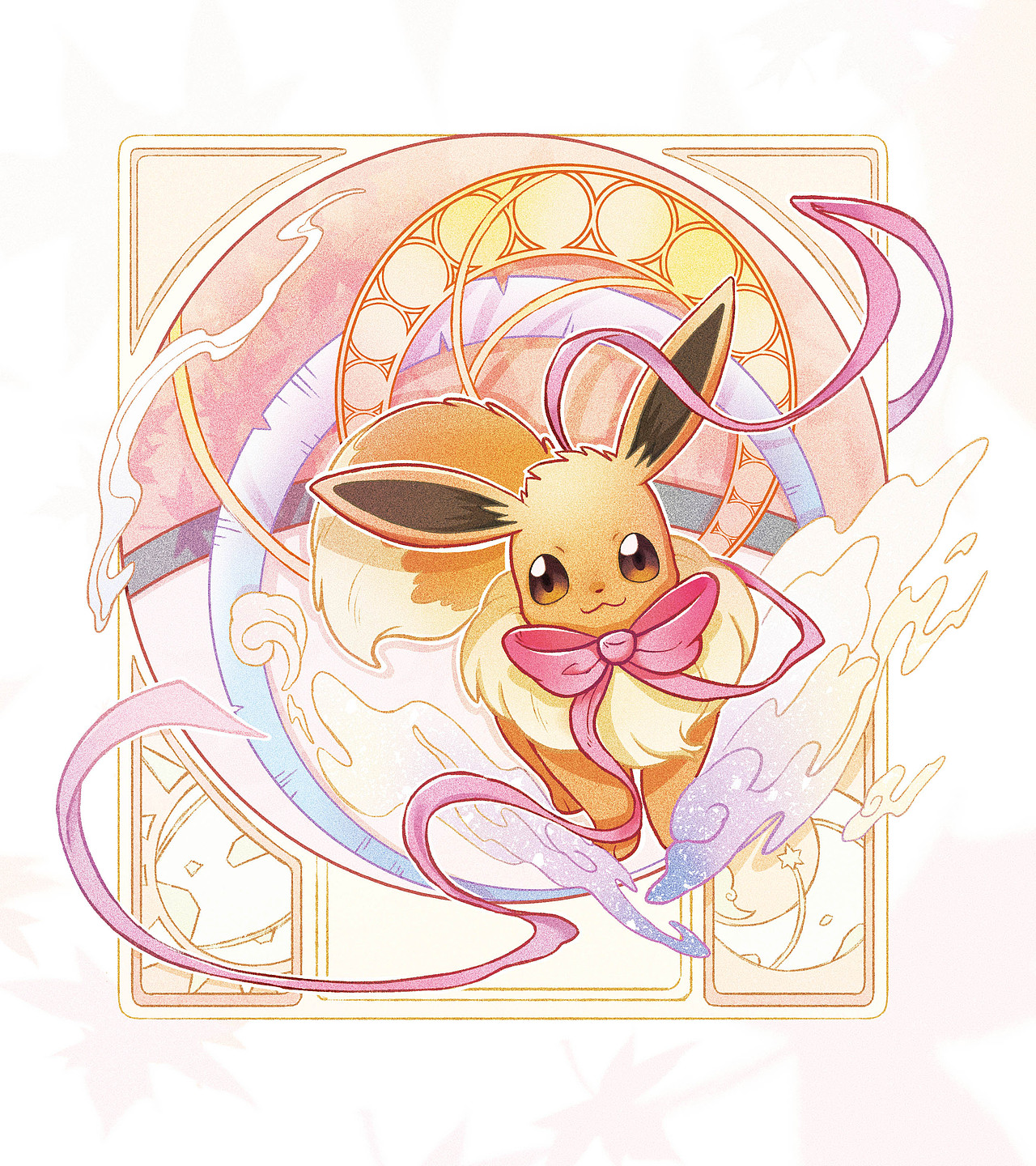 宝可梦伊布同人|踏云星月 穆夏塔罗牌风