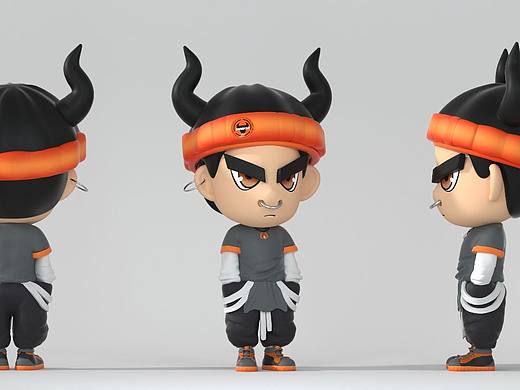 庄爷吉祥物平面三视图及建模定制设计