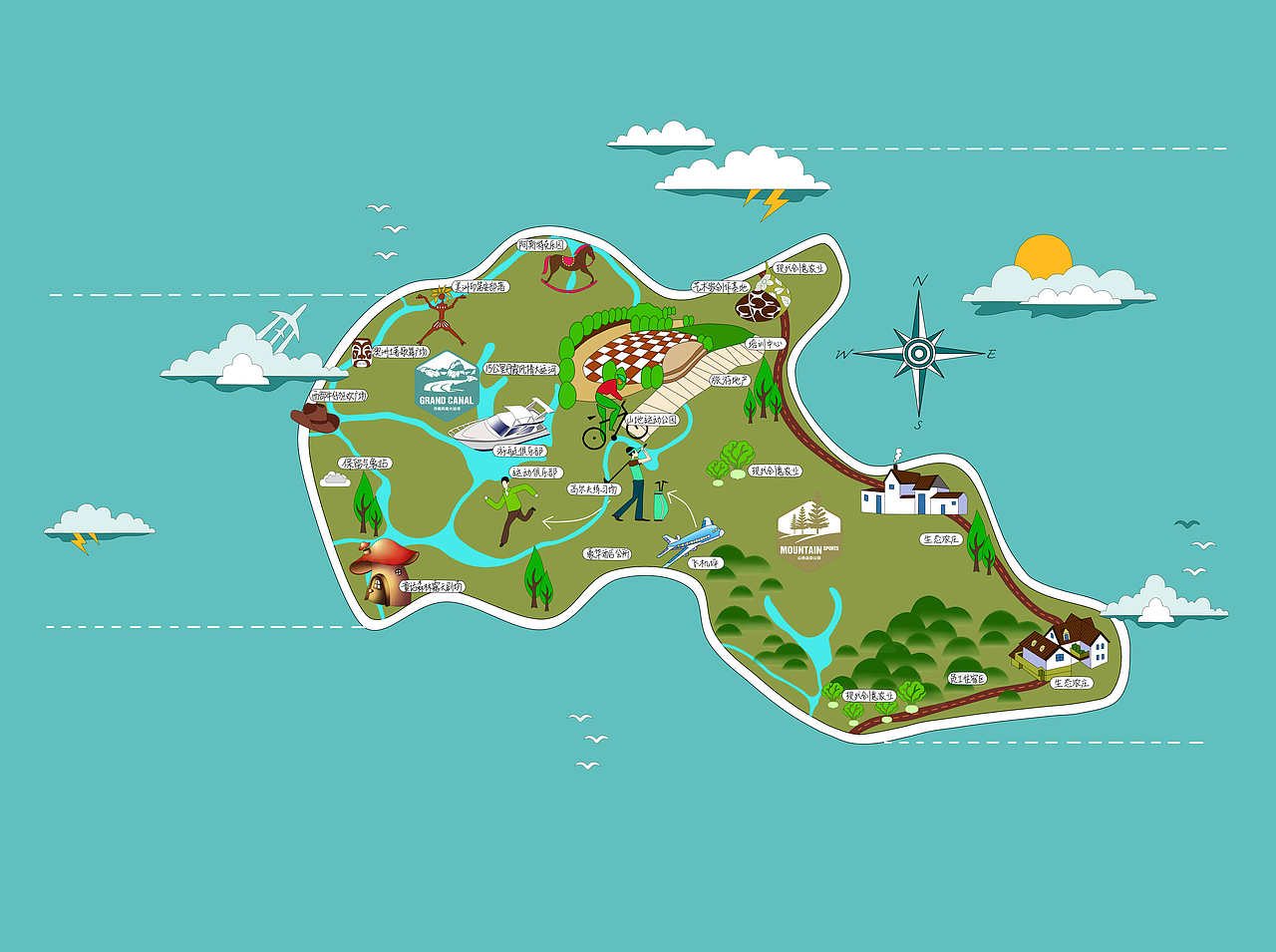 旅游地图（图ZMjI1NTIzODg=） - 商业插画 - 站酷设计师碎碎猫原创素材 - 站酷ZCOOL
