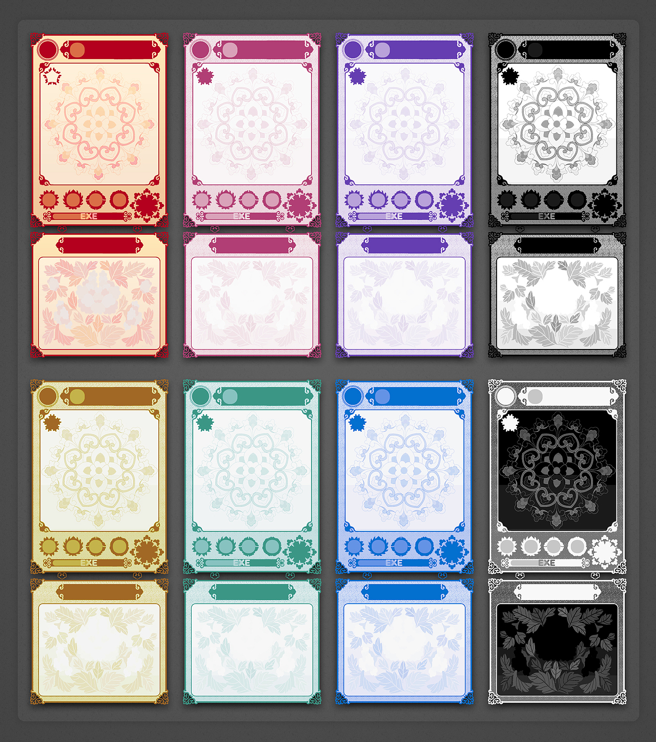一副偏中式的卡牌底（图ZMTIwOTE0NTY=） - 游戏UI - 站酷设计师张十四原创素材 - 站酷ZCOOL