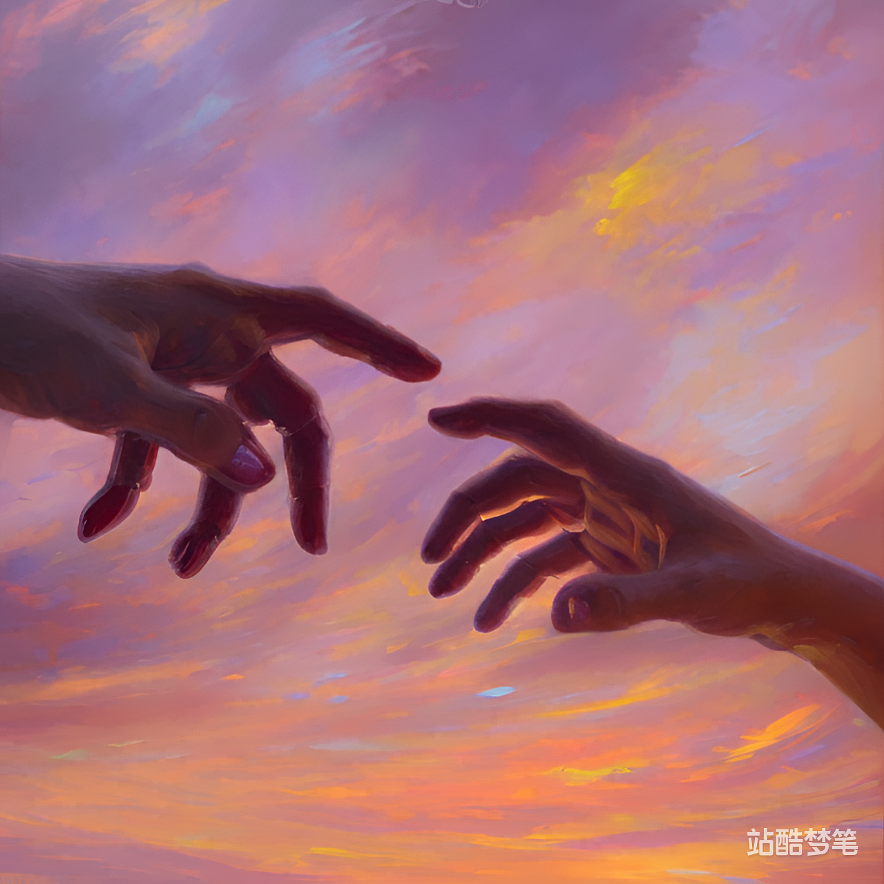 #站酷梦笔#break up, two hands,油画