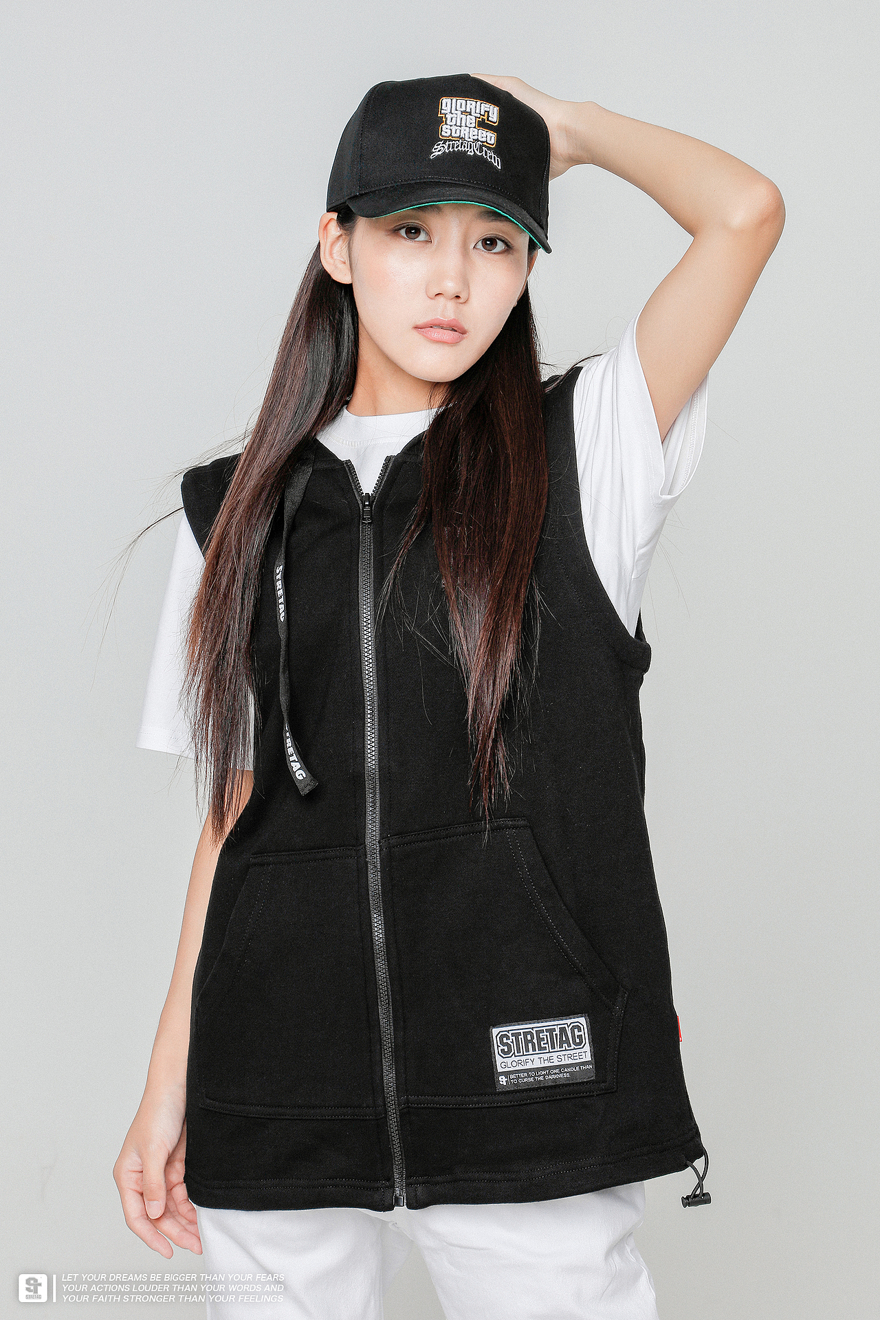 STRETAG思锐泰格FXXKFAKE黑色马甲马夹刺绣外套