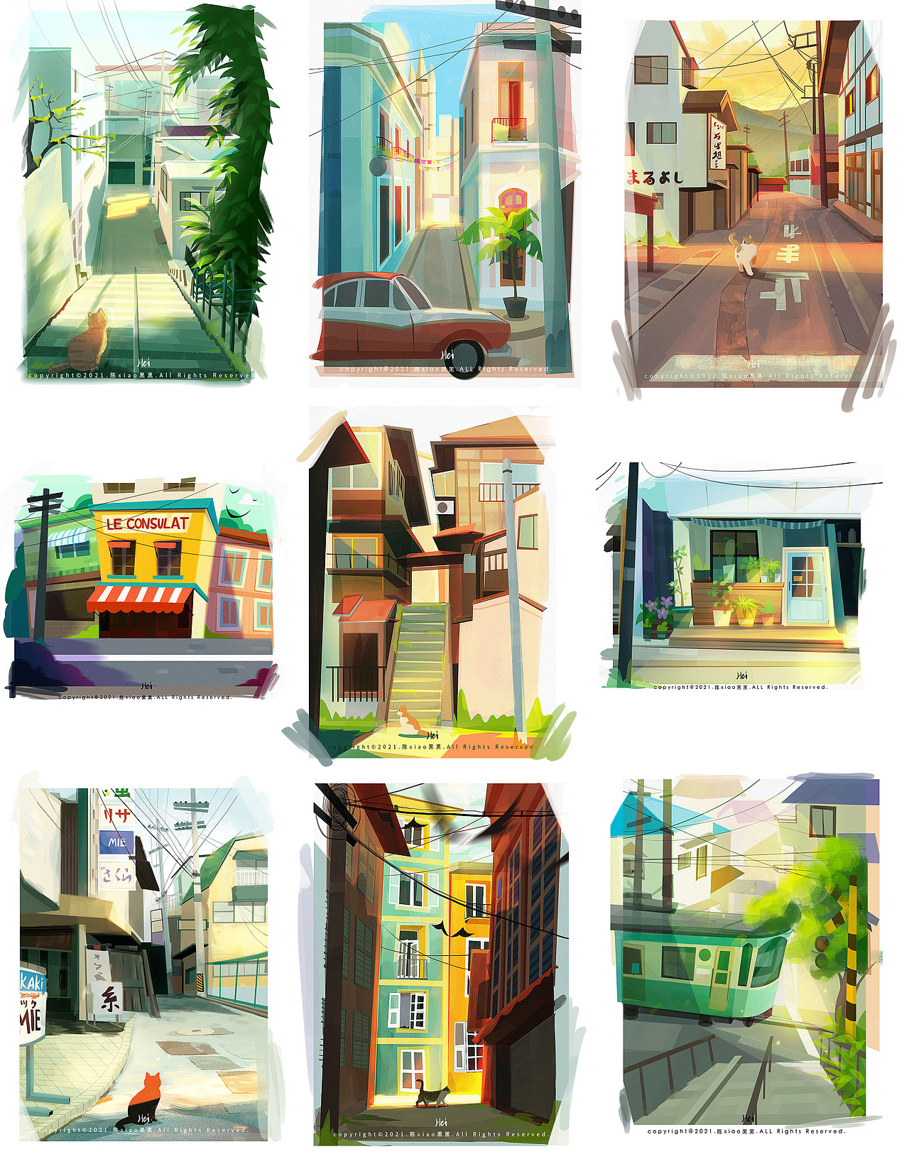 夏日小场景速涂练习（图ZMjU5MDY2MDQ0） - 创作习作 - 站酷设计师陈小黑黑原创素材 - 站酷ZCOOL