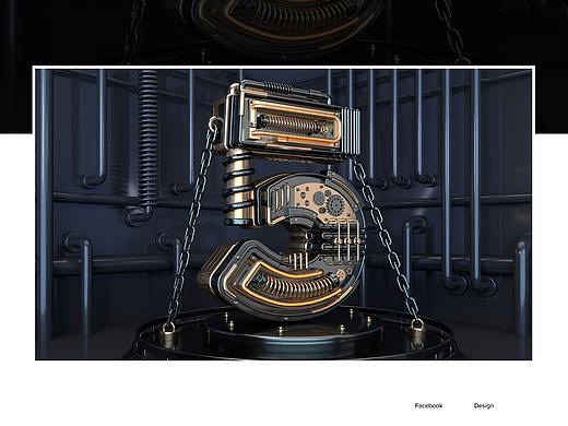 C4D金属质感 金属字 机械字
