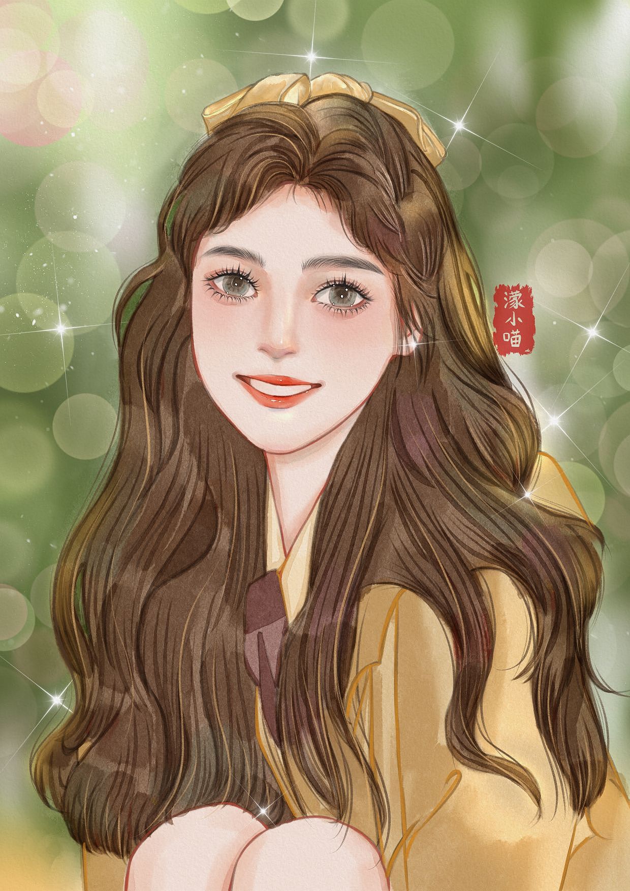 iPad绘画—水彩风少女头像插画