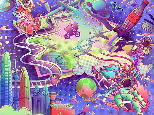 深圳万达IMAX太空主题宣传插画