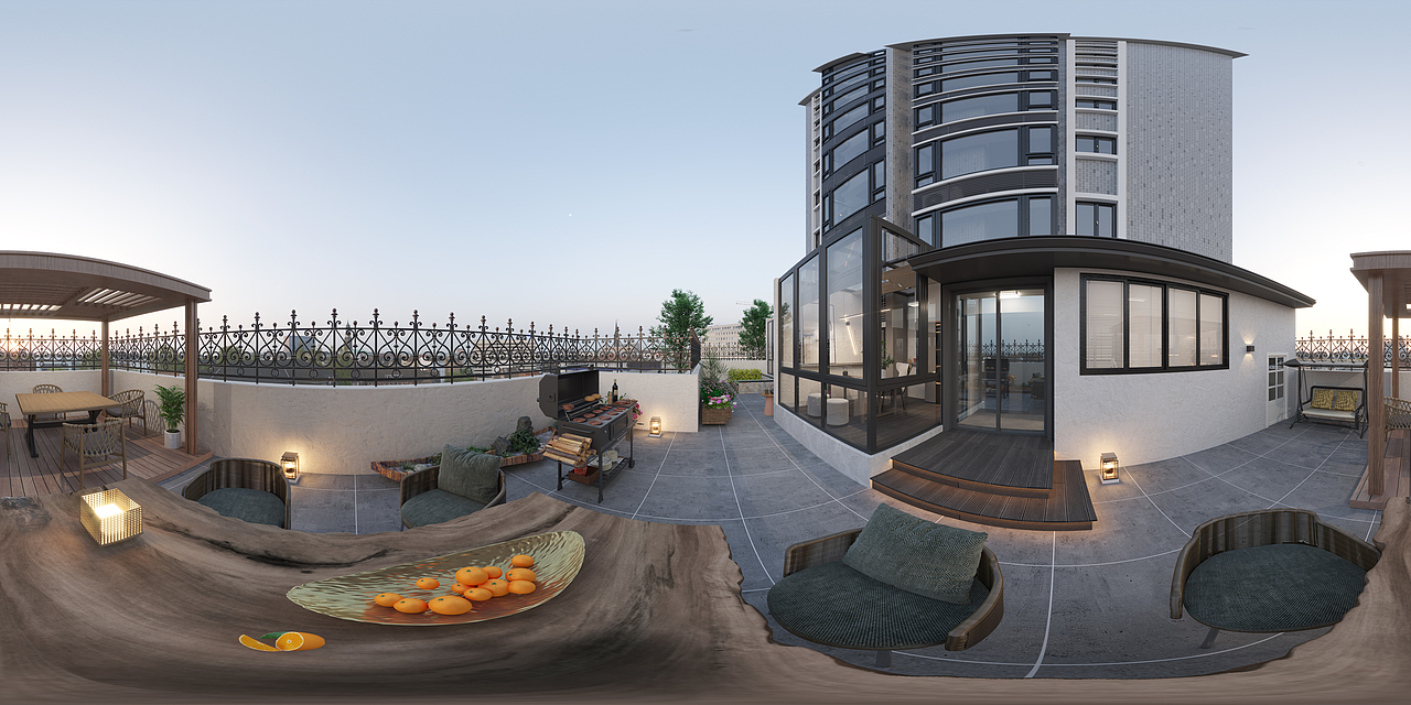 现代客餐厅花园家装设计