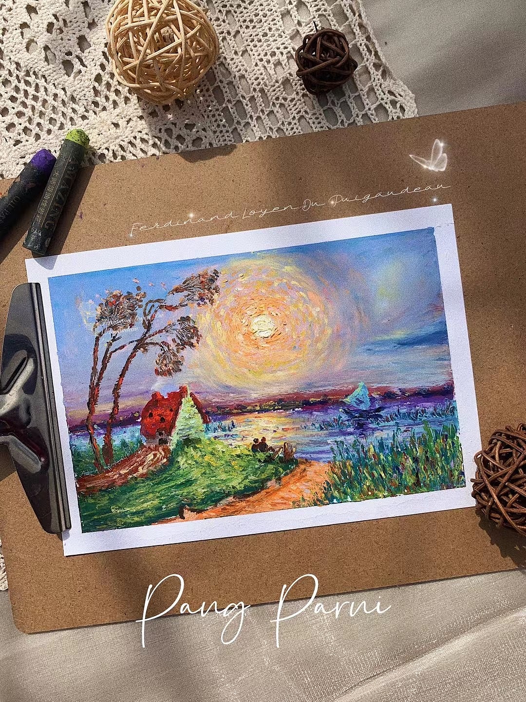 油画棒 | 《海边落日余晖》