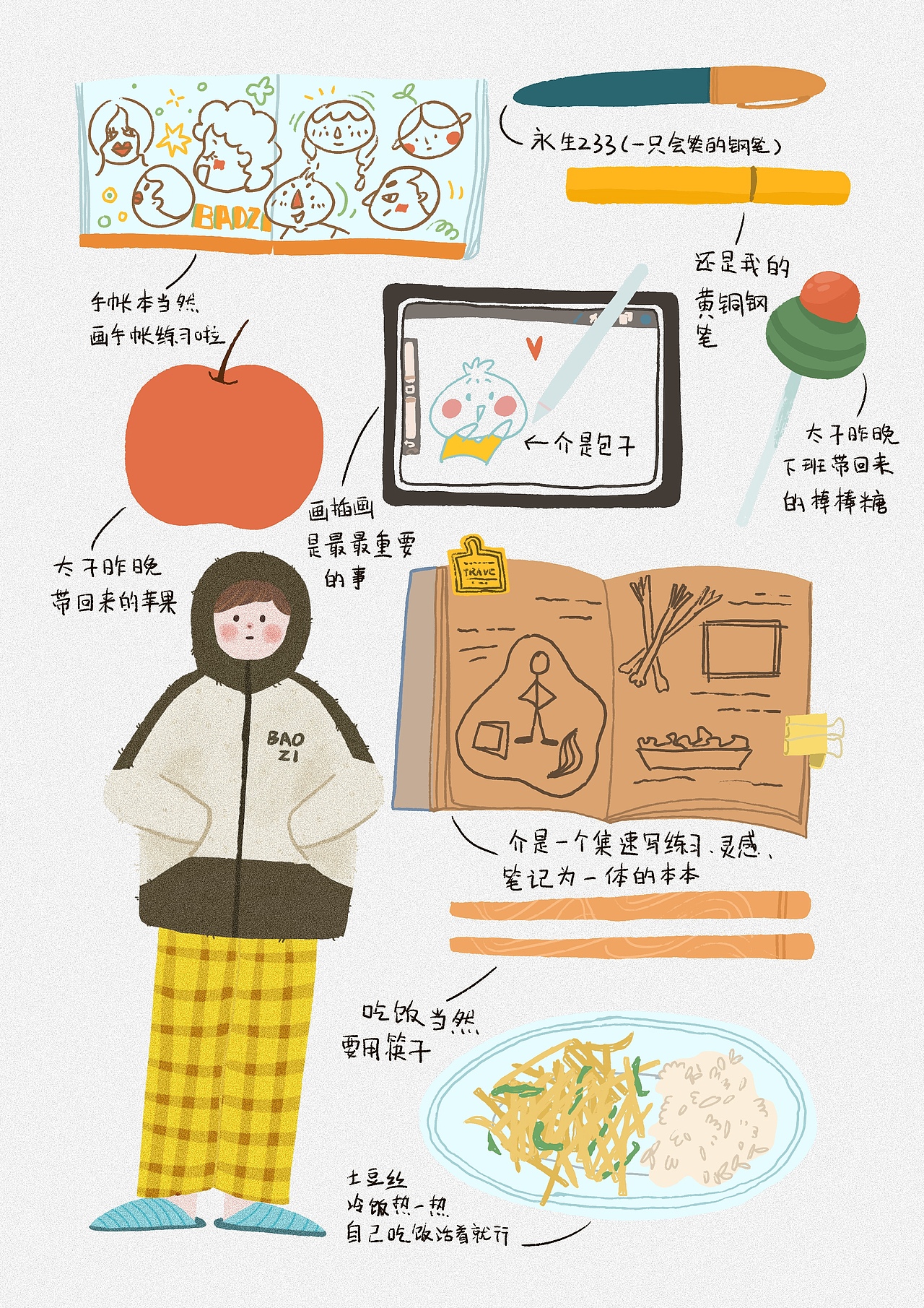 包子的日常九宫格（图ZMjkyOTk5MDM2） - 创作习作 - 站酷设计师插画师包子joan原创素材 - 站酷ZCOOL