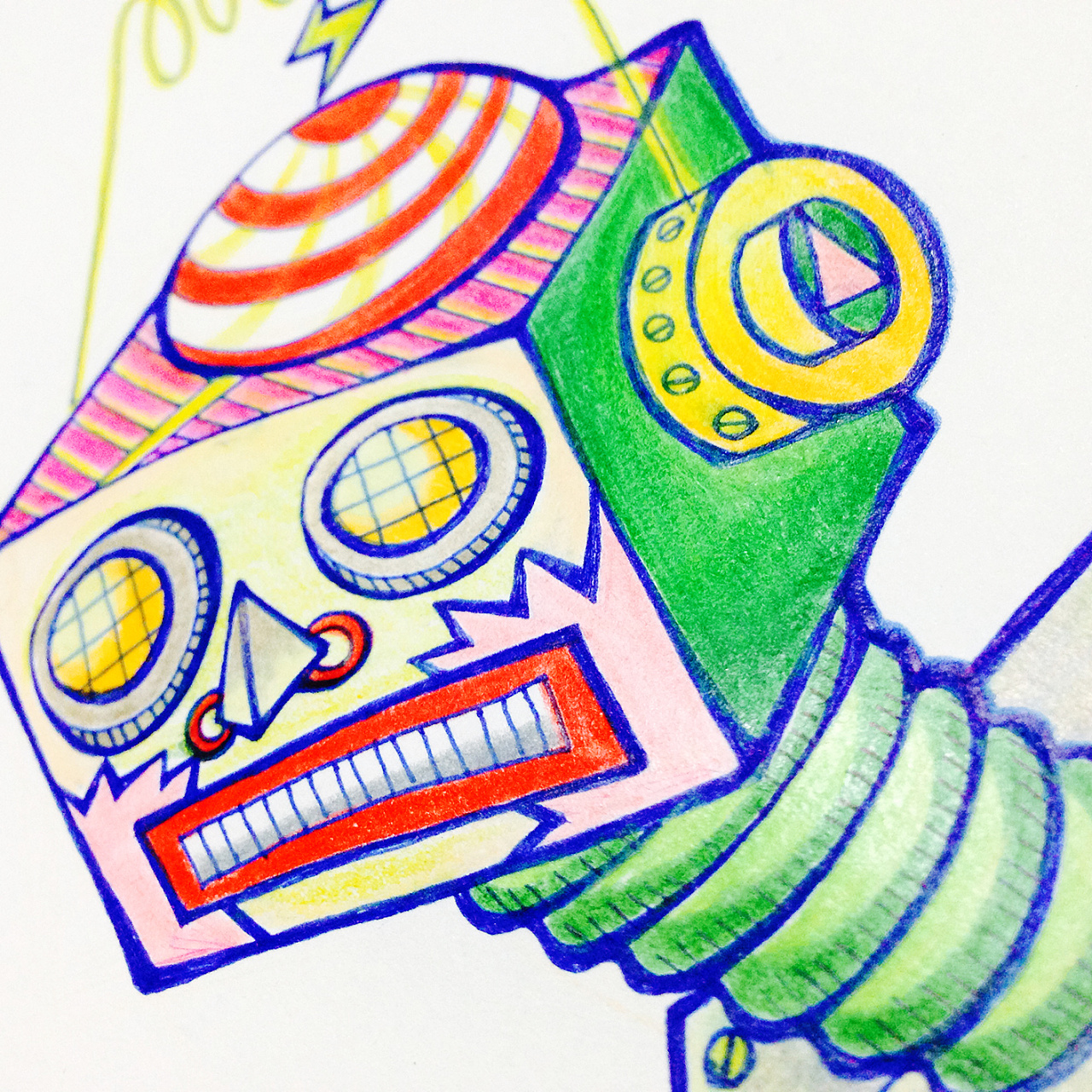 手绘插画涂鸦——铁皮机器人