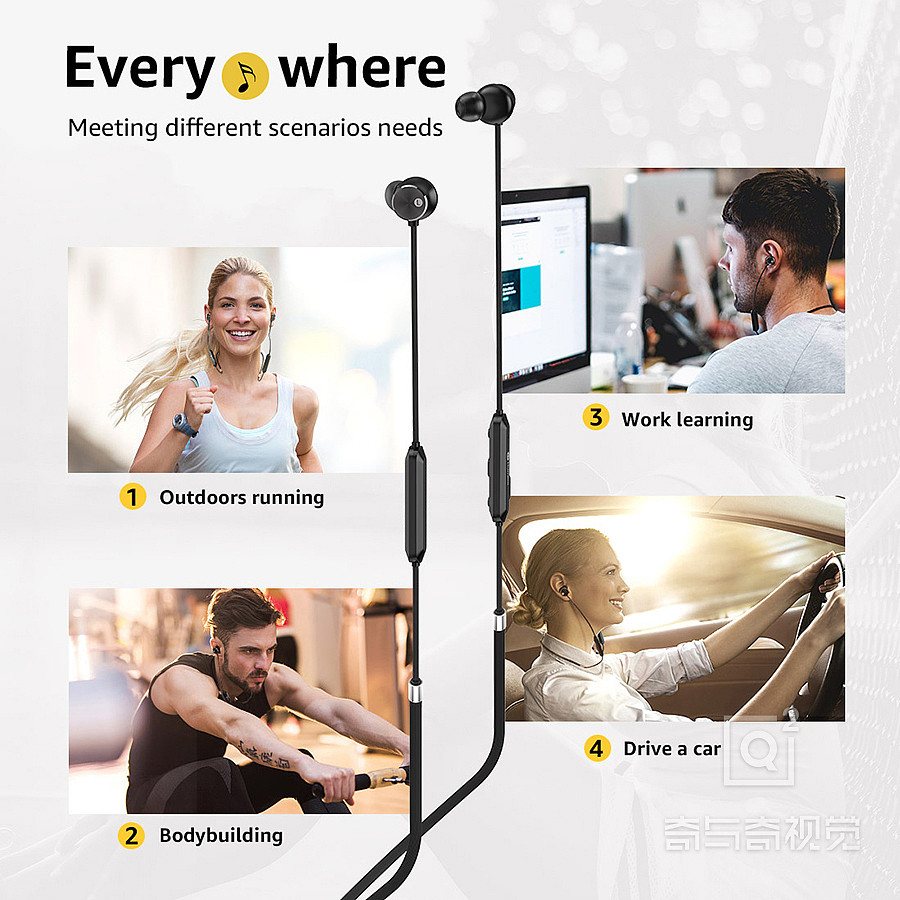 亚马逊主图设计,产品渲染效果图,蓝牙耳机主图设计