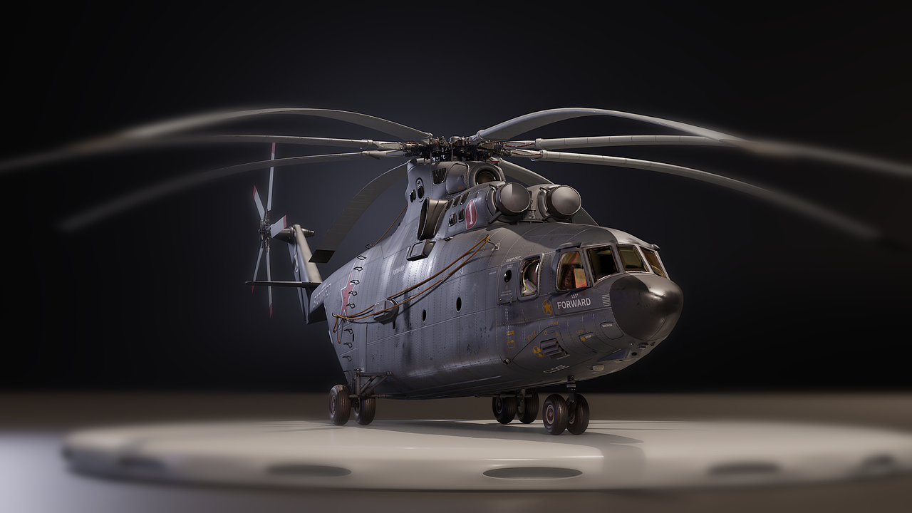 "MI-26直升机" 3D高细节模型 附带插画和制做过程