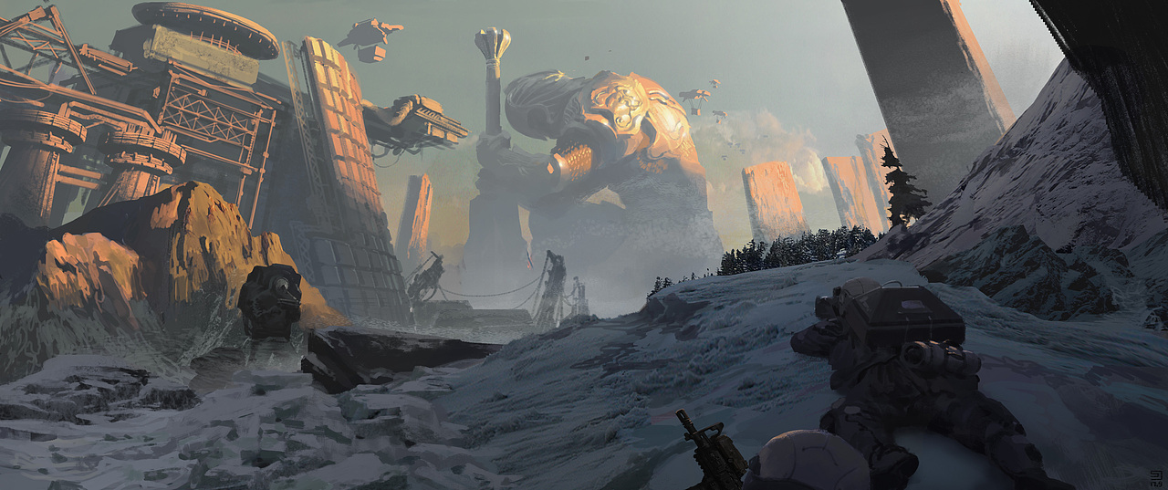 雪地里的巨人（图ZMTAxMjEyNTQw） - 商业插画 - 站酷设计师SJJAM原创素材 - 站酷ZCOOL