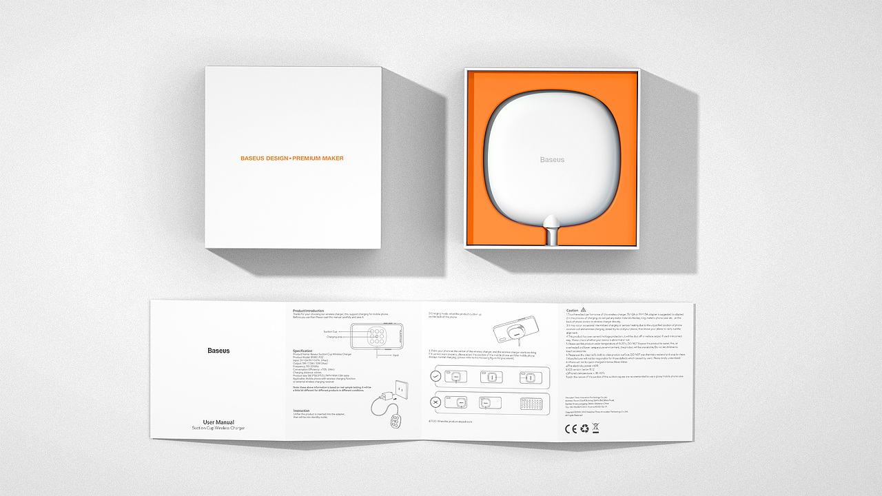 倍思吸盘无线充电器