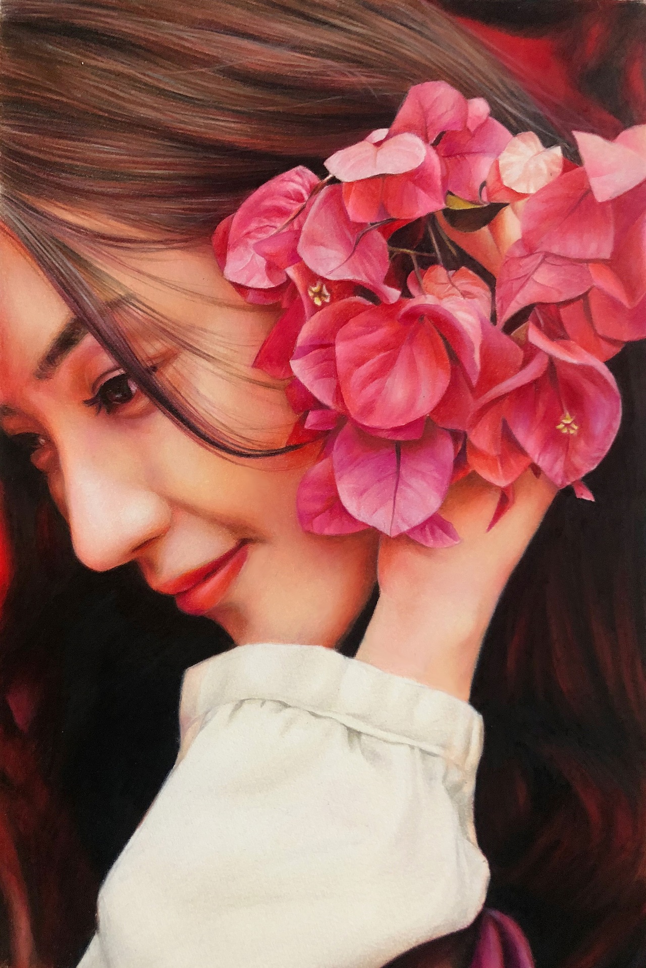 彩铅《许你一世笑靥如花》（图ZMTM0MTYyMzg0） - 绘画 - 站酷设计师大叔左右原创素材 - 站酷ZCOOL