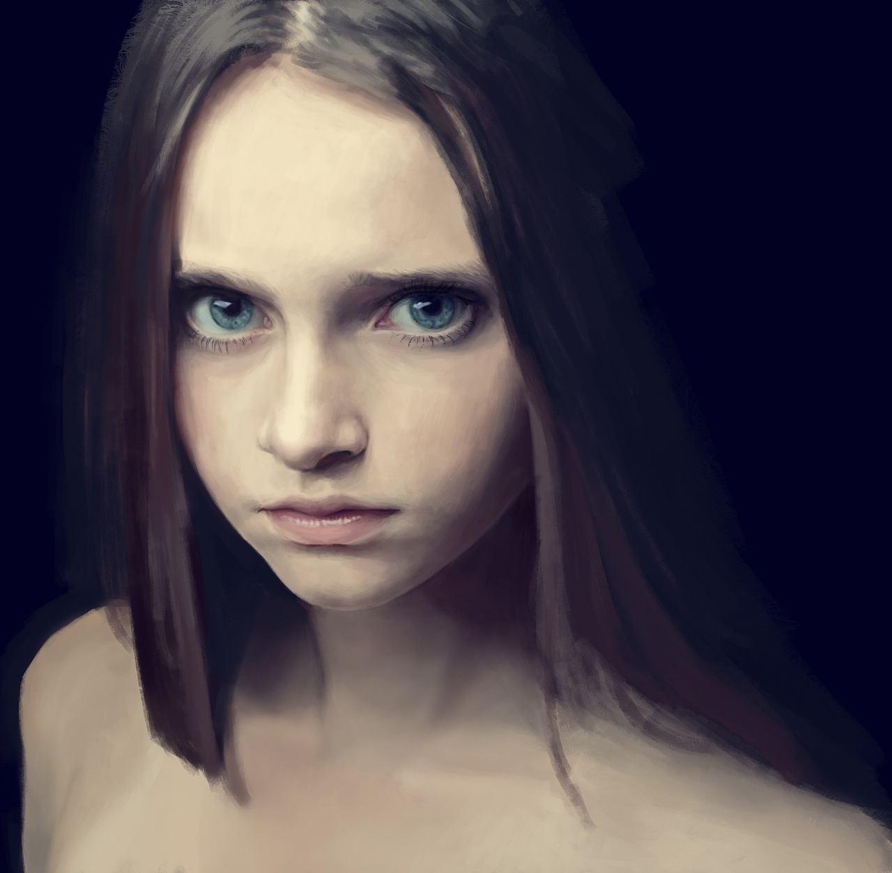 皮肤细化还是要多留点笔触感的,最后整点雀斑毛孔感的细节