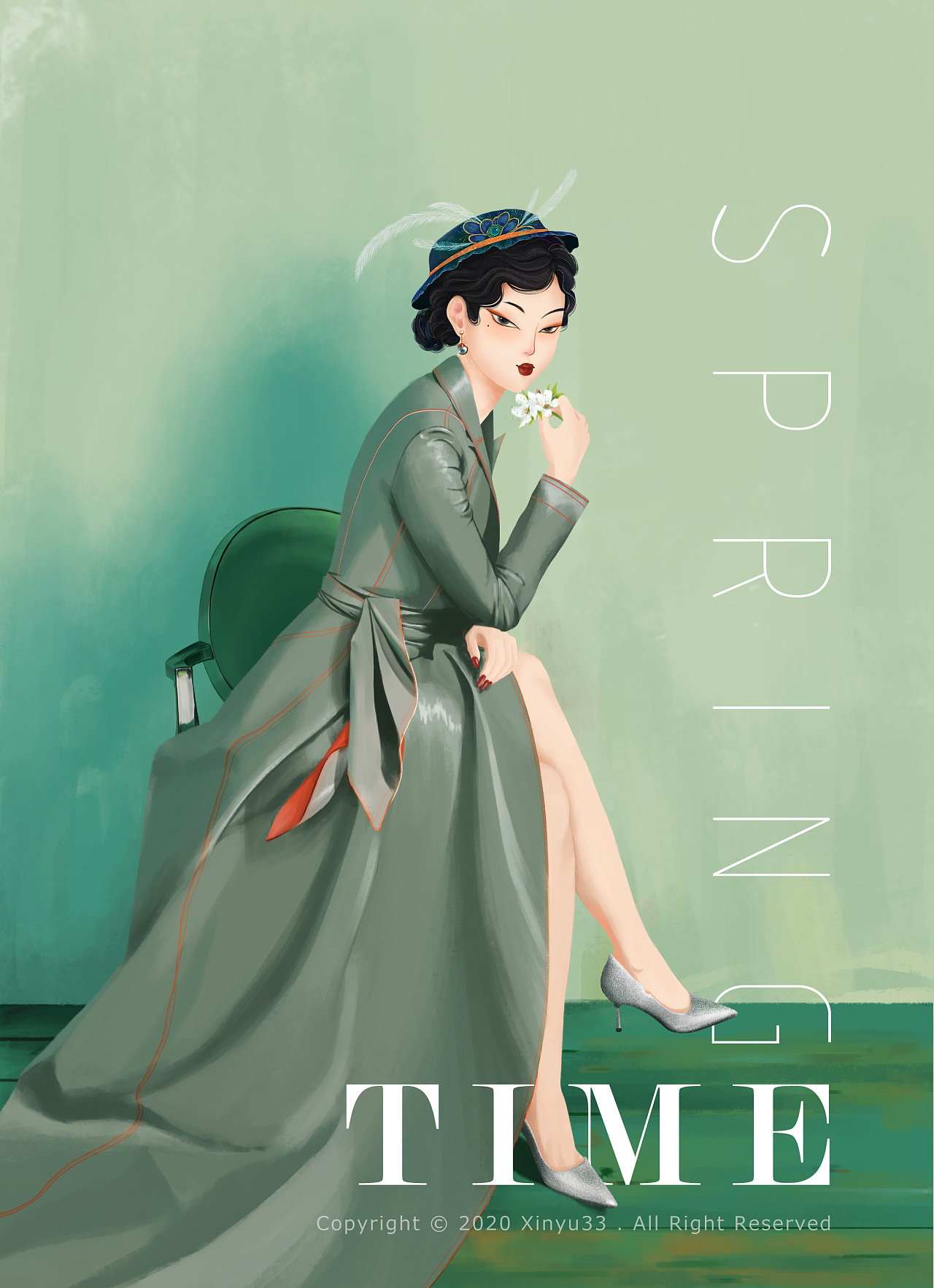 复古气质风衣美女|插画|商业插画|新鱼三三 - 原创作品 - 站酷 (zcool