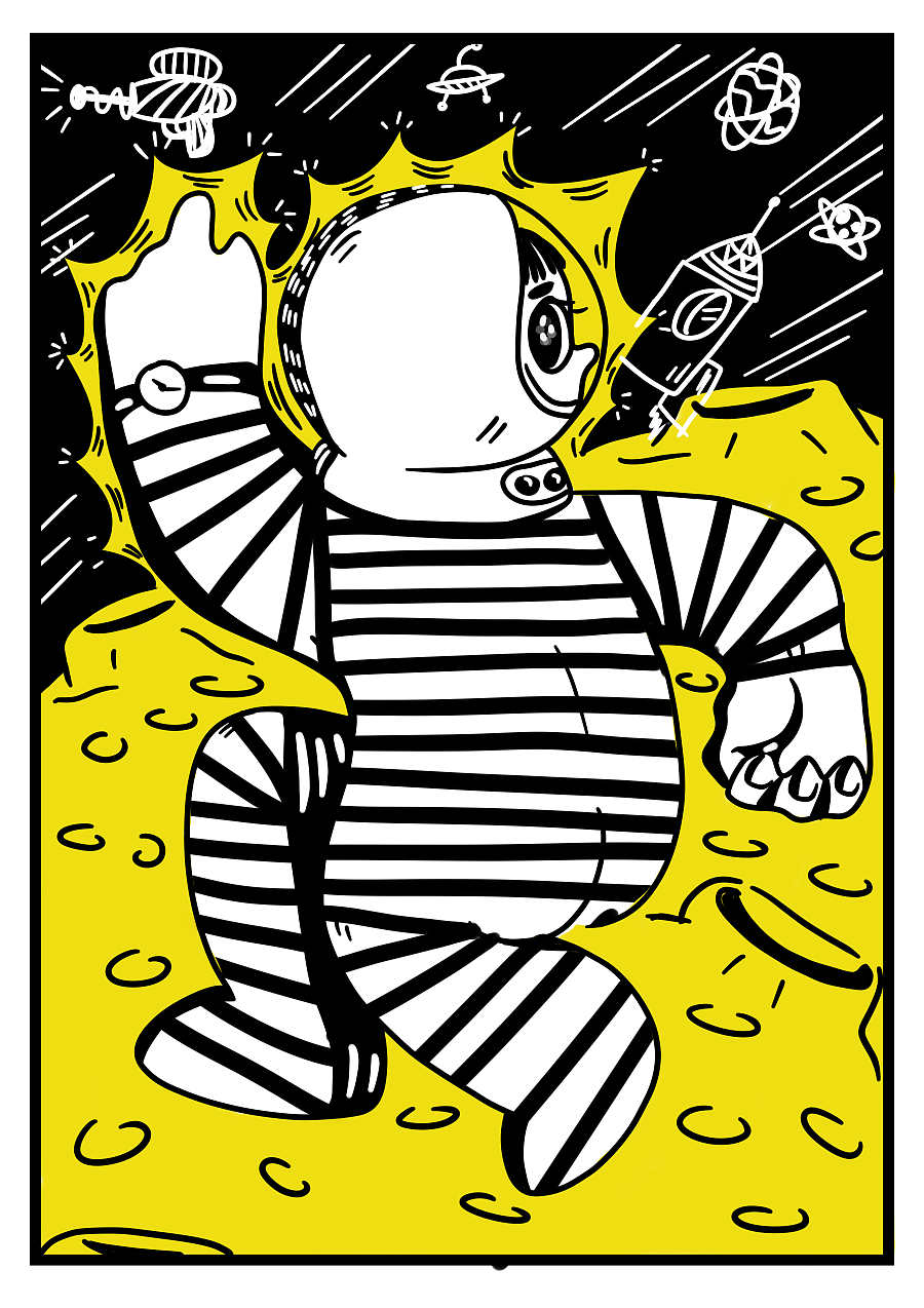 逃离月球|涂鸦/潮流|插画|舒克斯 - 原创设计作品 - 站酷 (zcool)