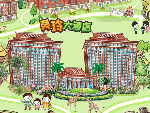 景区卡通手绘地图