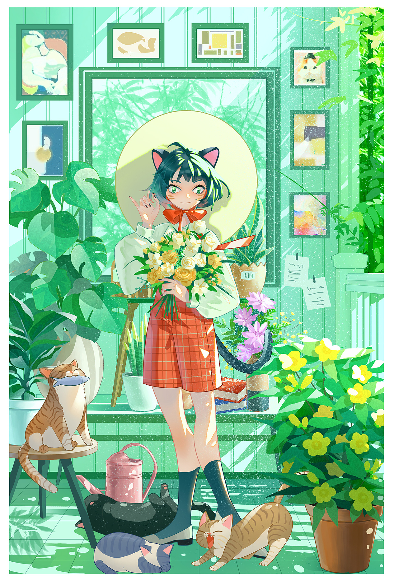 小女孩的花与猫|插画|创作习作|墨岑书 - 原创作品 - 站酷 (zcool)