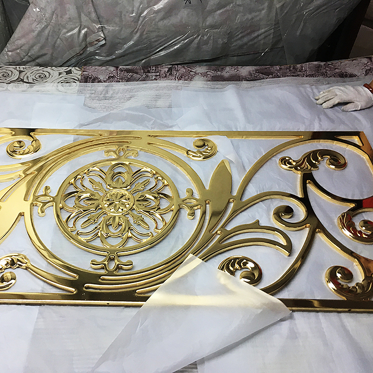 大量成品24k金铜楼梯扶手完工图片
