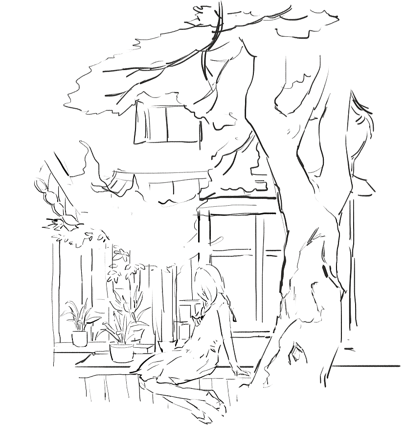 手绘场景插图(可园)