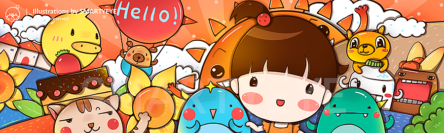 卡通形象设计－萌妹（图ZMTAyNDIyNjQ=） - 商业插画 - 站酷设计师smartyeye原创素材 - 站酷ZCOOL