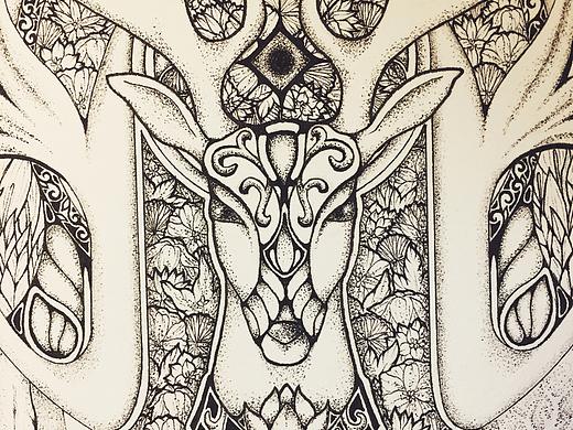 针管笔插画《鹿Ⅱ》