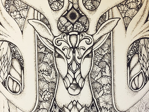 针管笔插画《鹿Ⅱ》