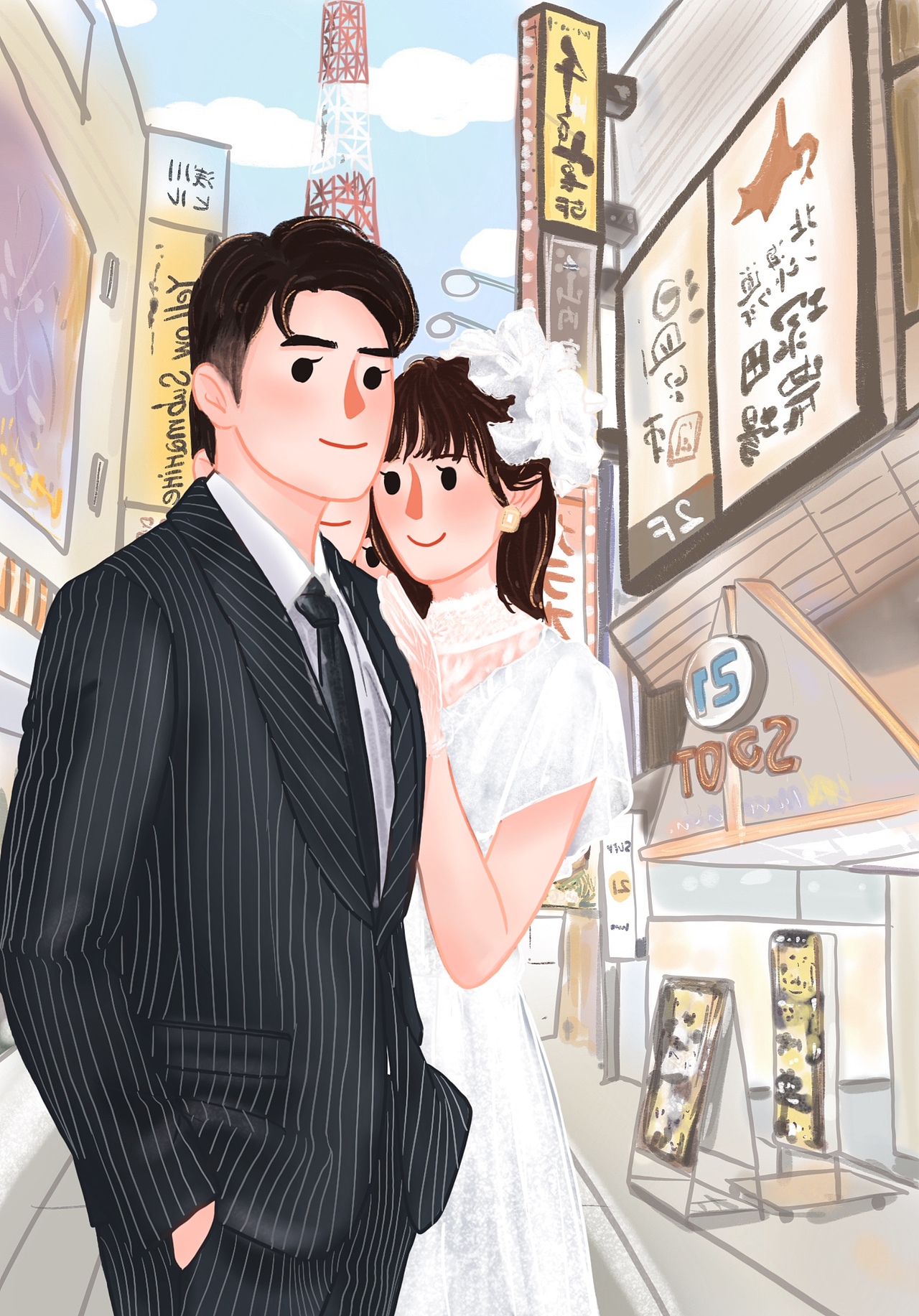 婚纱转插画,婚礼请柬订制封面分享