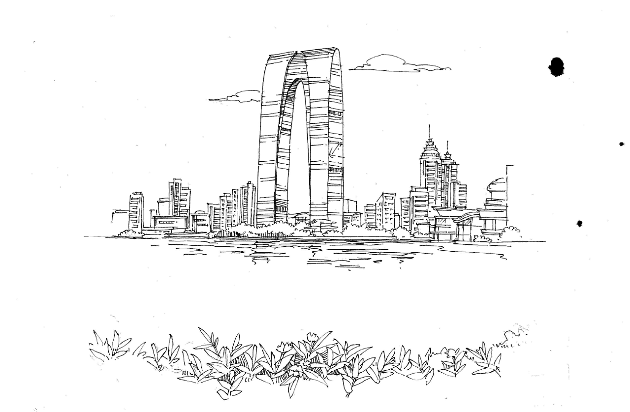 苏州中心简笔画简单图片