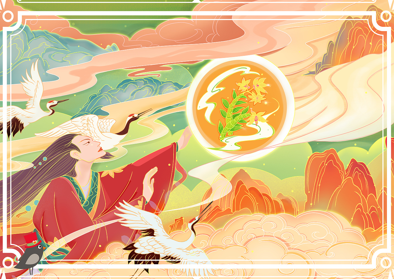 石斛包装设计插画