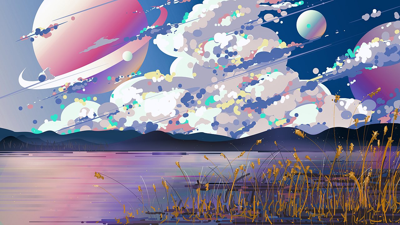 矢量插画《复古星际甜甜球》（图ZMjU4NjYyODc2） - 闪屏/壁纸 - 站酷设计师改的网名都忘了原创素材 - 站酷ZCOOL