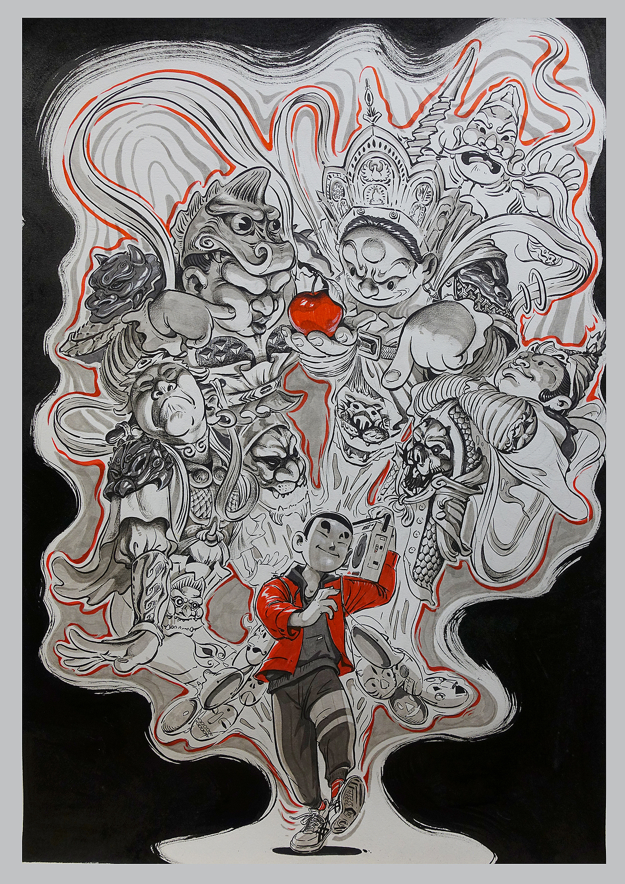 《五神戏》（图ZOTk5NDM1NDg=） - 商业插画 - 站酷设计师郑昊煜Ati原创素材 - 站酷ZCOOL