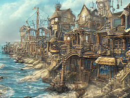 #AI創(chuàng)作實(shí)驗(yàn)室#海邊小鎮(zhèn)