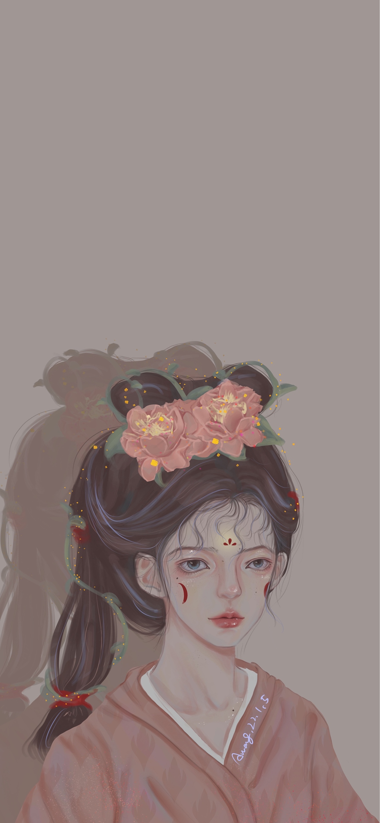 宋制美人图高冷气质美女姐姐图古风豆蔻少女手绘插画手绘古风原创美女
