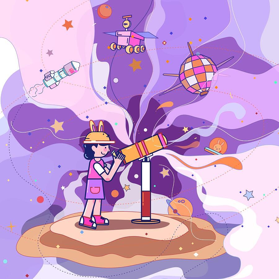 天文馆宇宙航天太空之旅|插画|商业插画|李shine_原创作品-站酷zcool