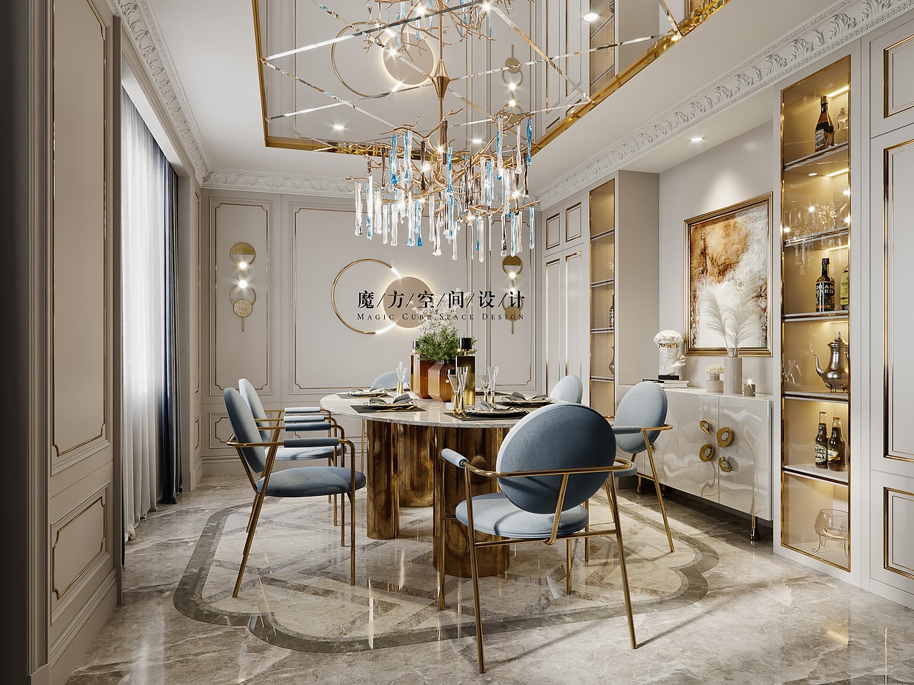 【魔方】法式轻奢•安徽别墅项目（图ZMjA1MjIxMzI4） - 家装设计 - 站酷设计师魔方空间设计原创素材 - 站酷ZCOOL